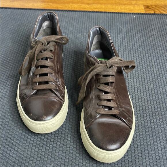 To Boot by Adam Derrick Brown Leather Sneakers with Low-Top Design - Picture 1 of 11